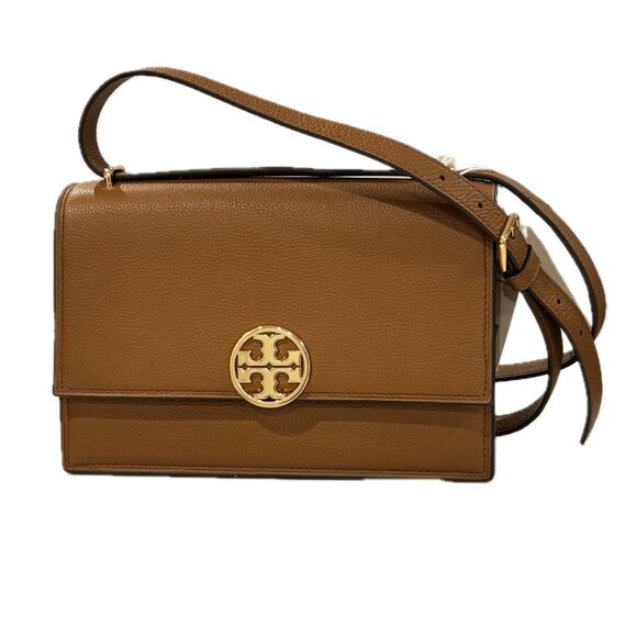 Tory Burch Miller Pebbled Leather Shoulder Bag in Forest Brown  NEW - Picture 8 of 11